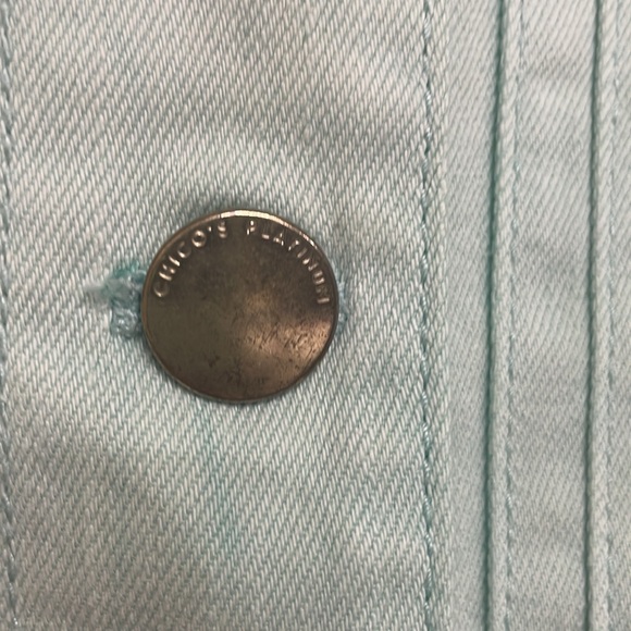 Chico’s Platinum size 2, same as 12/14, Cropped Turquoise Denim Jacket. - Picture 4 of 8